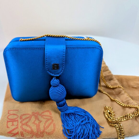 Loewe Blue Box Chain Clutch with Tassel - Picture 2 of 16